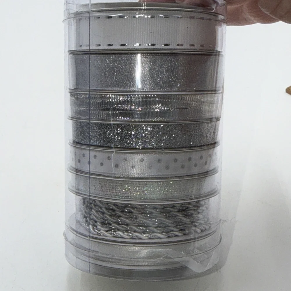 8 Ribbons 4 Yards Each 32 Yards Silver Glitter Christmas Anniversary Wedding